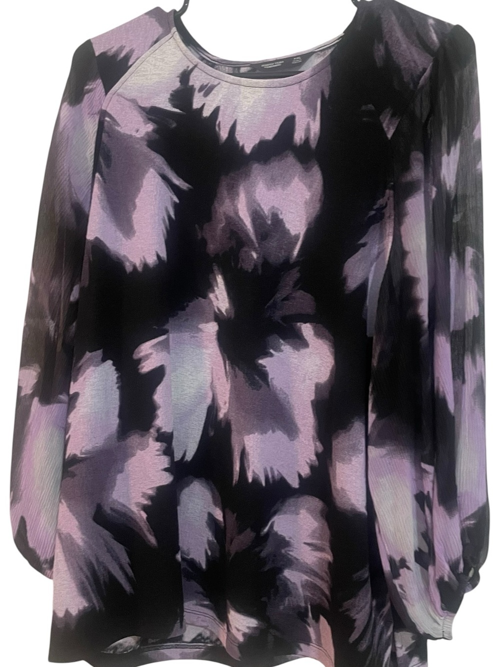 Sinply Vera Vera Wang - XXL - Purple & Black Abstract Print Long Sleeve Blouse